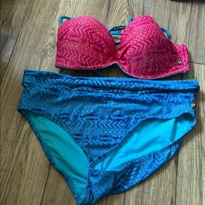 La Vie En Rose Pink and Blue Bikini Set  3/$80​
